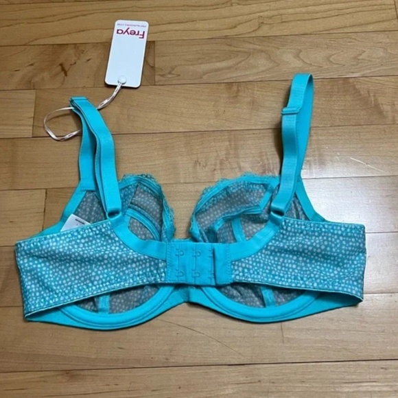Freya Summer Haze Bra Size 30DDD NWT Semi Sheer with Lace Blue and White - Picture 6 of 8